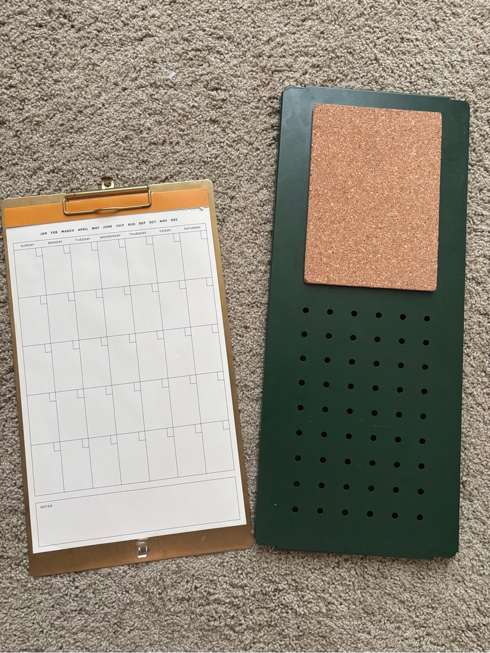 Desk Organizer Panel with Cork Board & Clipboard - Green